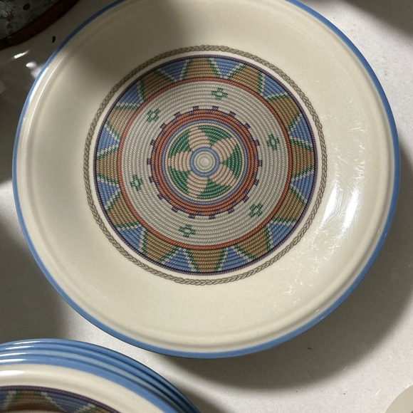 STUDIO NOVA LIMA Vintage Woven Print Hypnotic Plates, Coffee Cups -18 Pieces - Picture 2 of 16